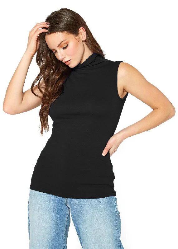 Women's Sleeveless Turtle Neck Fitted Top