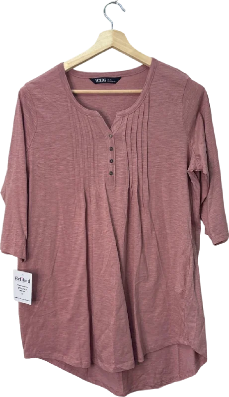 Yours Pink Pleated Henley Tunic UK Size 18