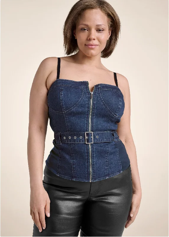 Denim bustier top  - Denim Multi