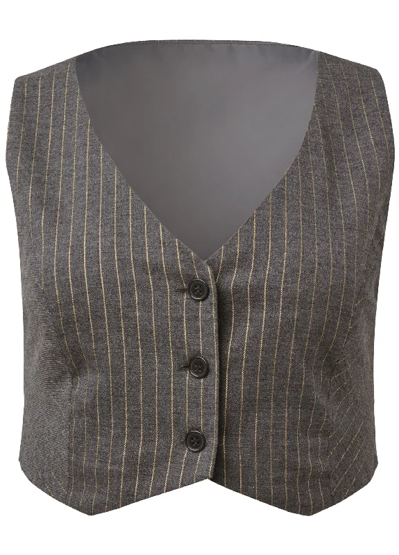 Lurex stripe vest - Grey & Gold