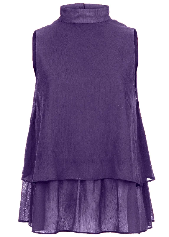 Mock neck tiered top - Dark Purple