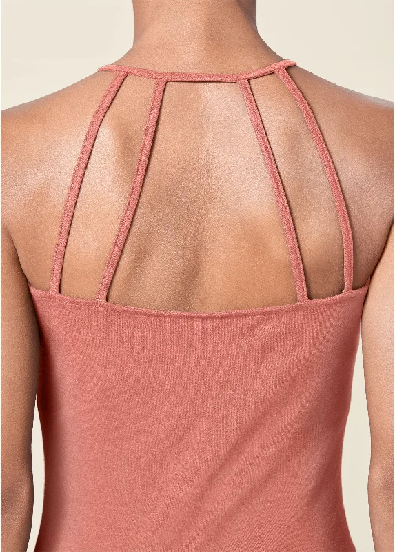 Strappy detail top - Burnt Coral