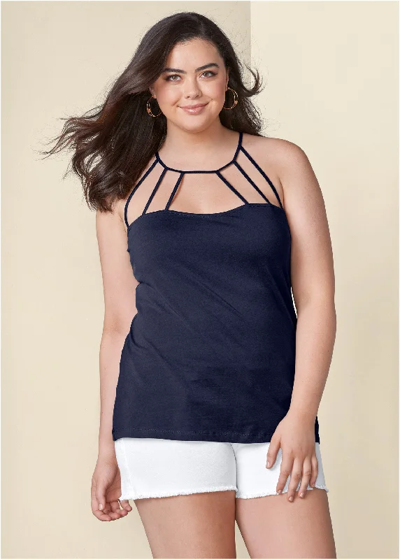 Strappy detail top - Navy