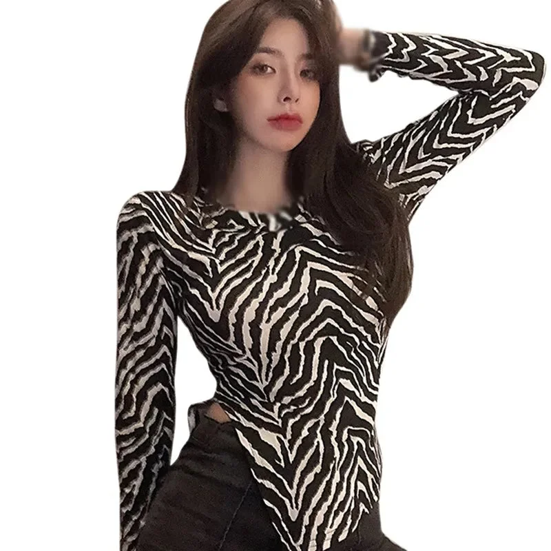 Zebra Stripe Slim Long Sleeve Tee